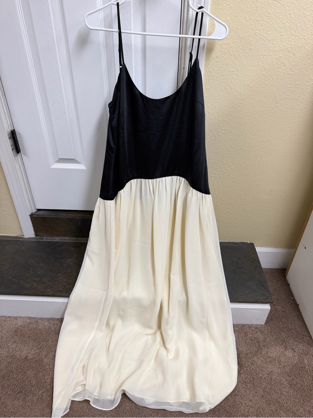 SOLID & STRIPED Talulah Black and Cream Spaghetti Strap Maxi Dress